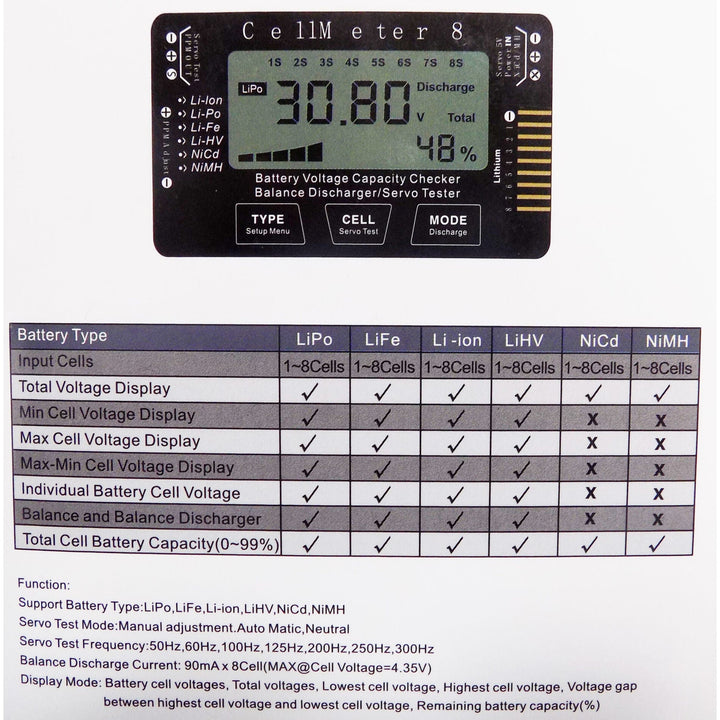 LIPO AKKUMULÁTOR FESZÜLTSÉG MÉRŐ / CELLMETER 7